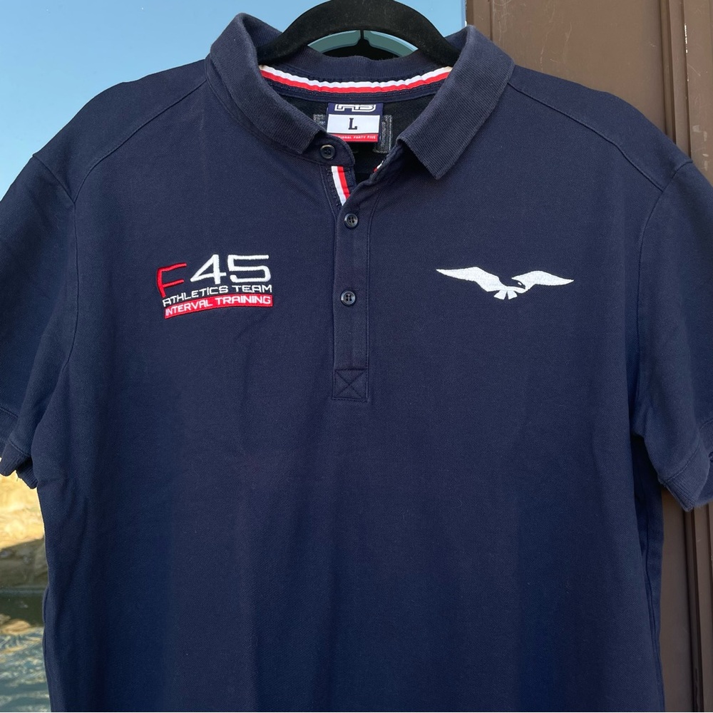 F45 Training Navy Blue Polo L